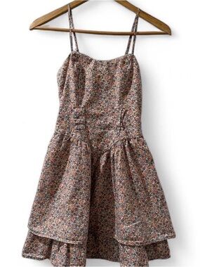 Mossimo Supply Co. Cream and Blue Floral Dress Label Detail